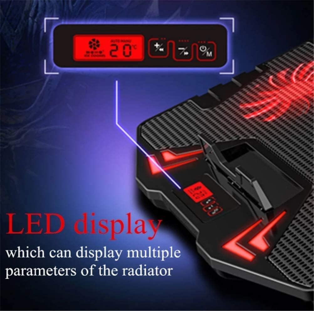 Laptop Cooling Pad Notebook Cooler for Desk and Lap Use Laptop Fan Stand 5 Adjustable Heights with 5 Quiet Fans and Phone Holder for 12-17 Inch Laptops (Color : Blue) (Blue)