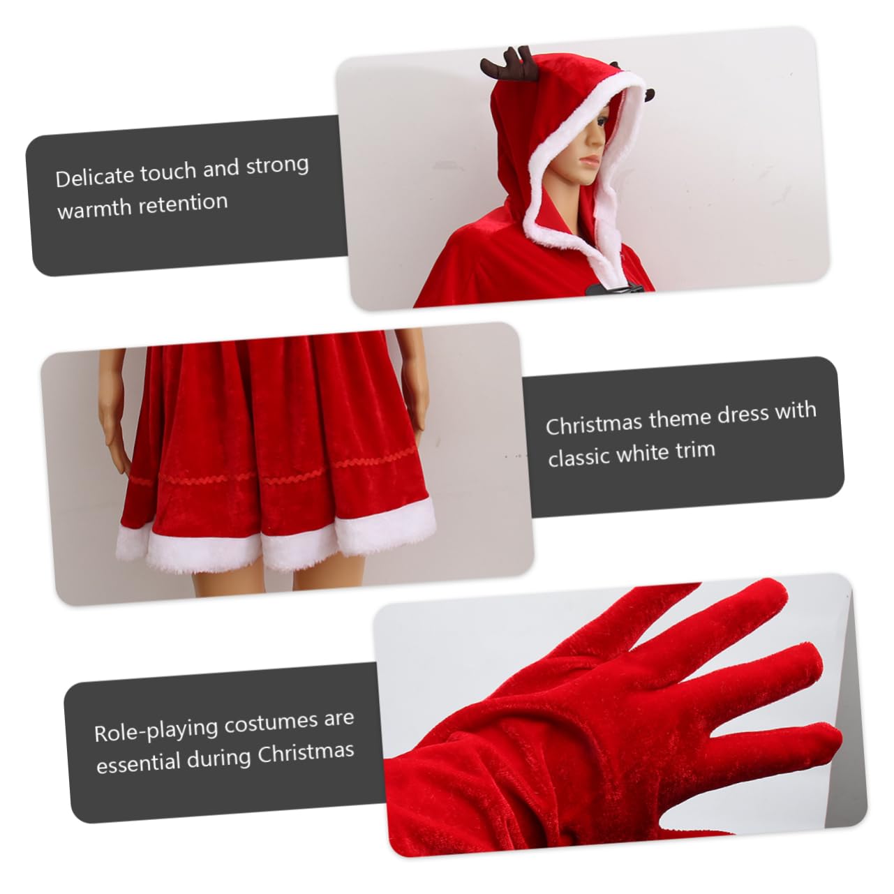Ipetboom Disfraz de Cosplay Navideño para Fiesta Bonito Vestido de Alce Color Rojo para Espectáculos Navideños y Celebraciones de Belleza