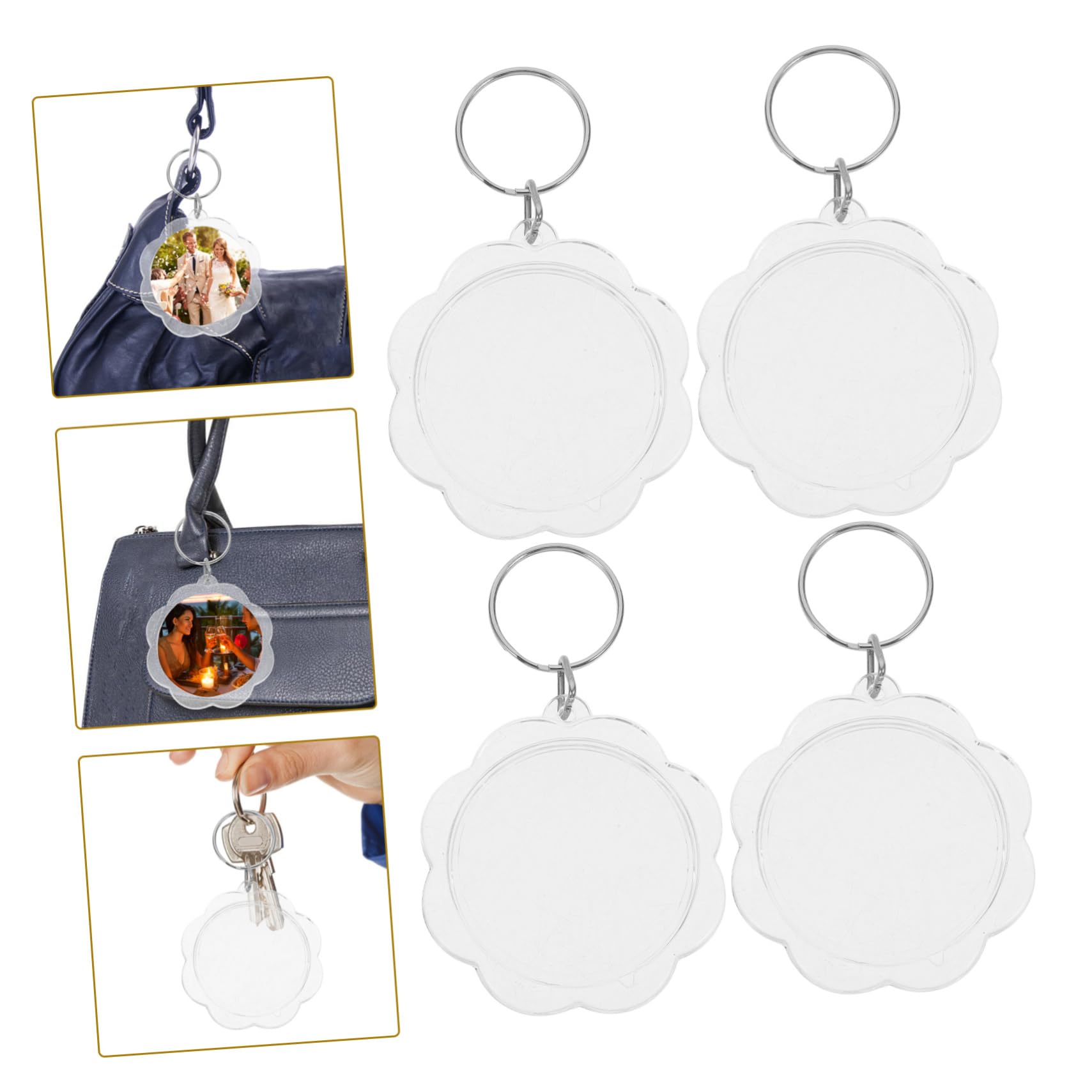 Healvian Acryl Blumen Schlüsselanhänger mit Bilderrahmen 100 Stück Glatt Formstabil für Fotos Geschenkidee Ästhetischer Schlüsselanhänger