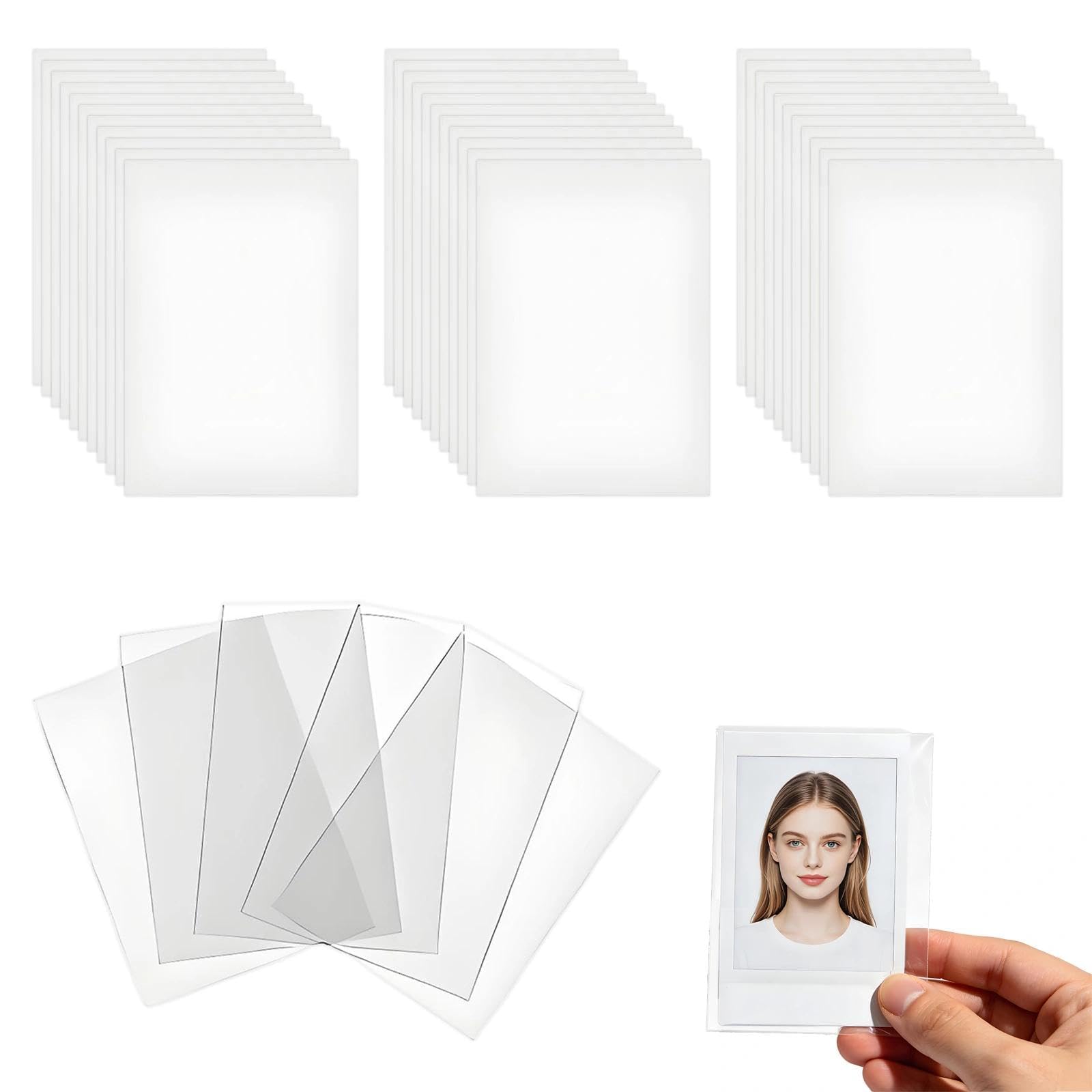 300pcs Card Sleeves (58×89mm) - Clear Photocard Sleeves for Kpop Photocards, Acid Free & PVC Free Card Protectors, Perfect Fit for Photo Card Holder & Binder (Transparent)