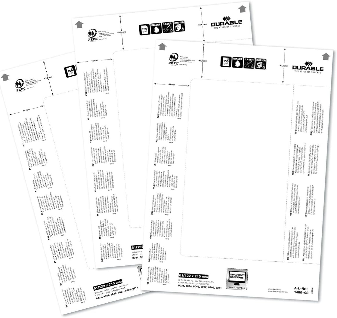 Durable 146002 Insignias de inserción Badgemaker, 61/122 x 210 mm, 20 insignias, blancas