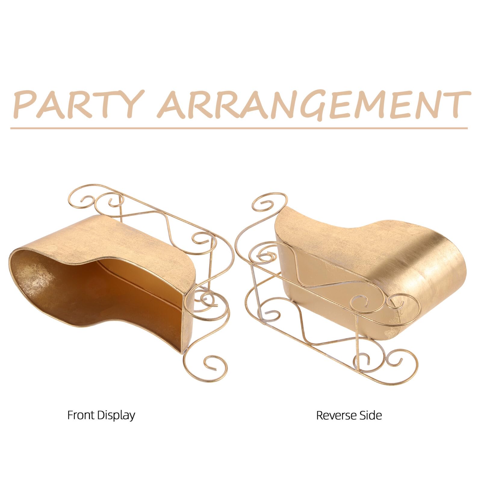 Anneome Adorno Decorativo de Trineo Dorado de Hierro para Escritorio Diseño Clásico, Adecuado para Fiesta de Navidad y Ambientación de Mesa Navideña