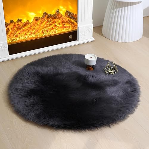 Miniatura 118 de Alfombra de piel sintética esponjosa de piel de oveja blanca, 4 x 6 pies, ultra suave, para dormitorio, mesita de noche, sala de estar, guardería