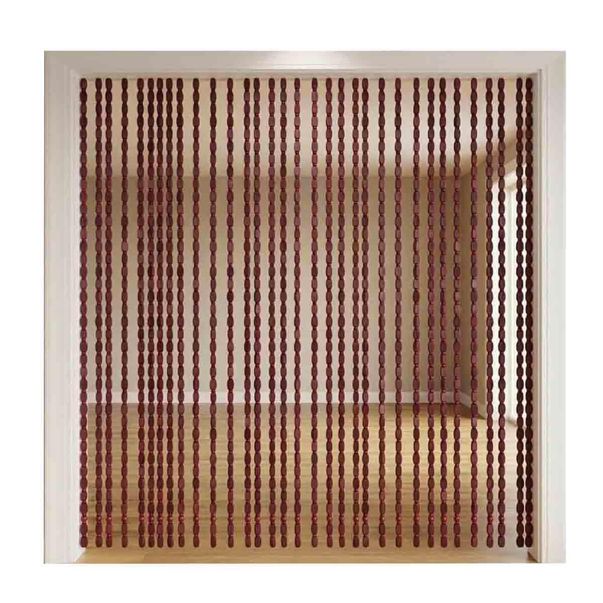 Wood and Bamboo Beaded Curtain for Doorway Room Divider