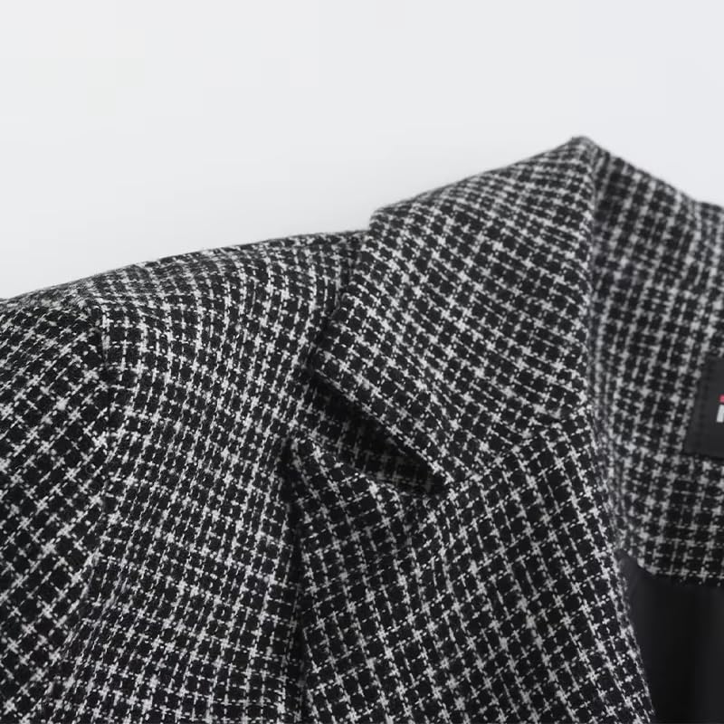 Men's Checkered Suit Jacket Double Button Autumn Blazer for Men-Coffee4