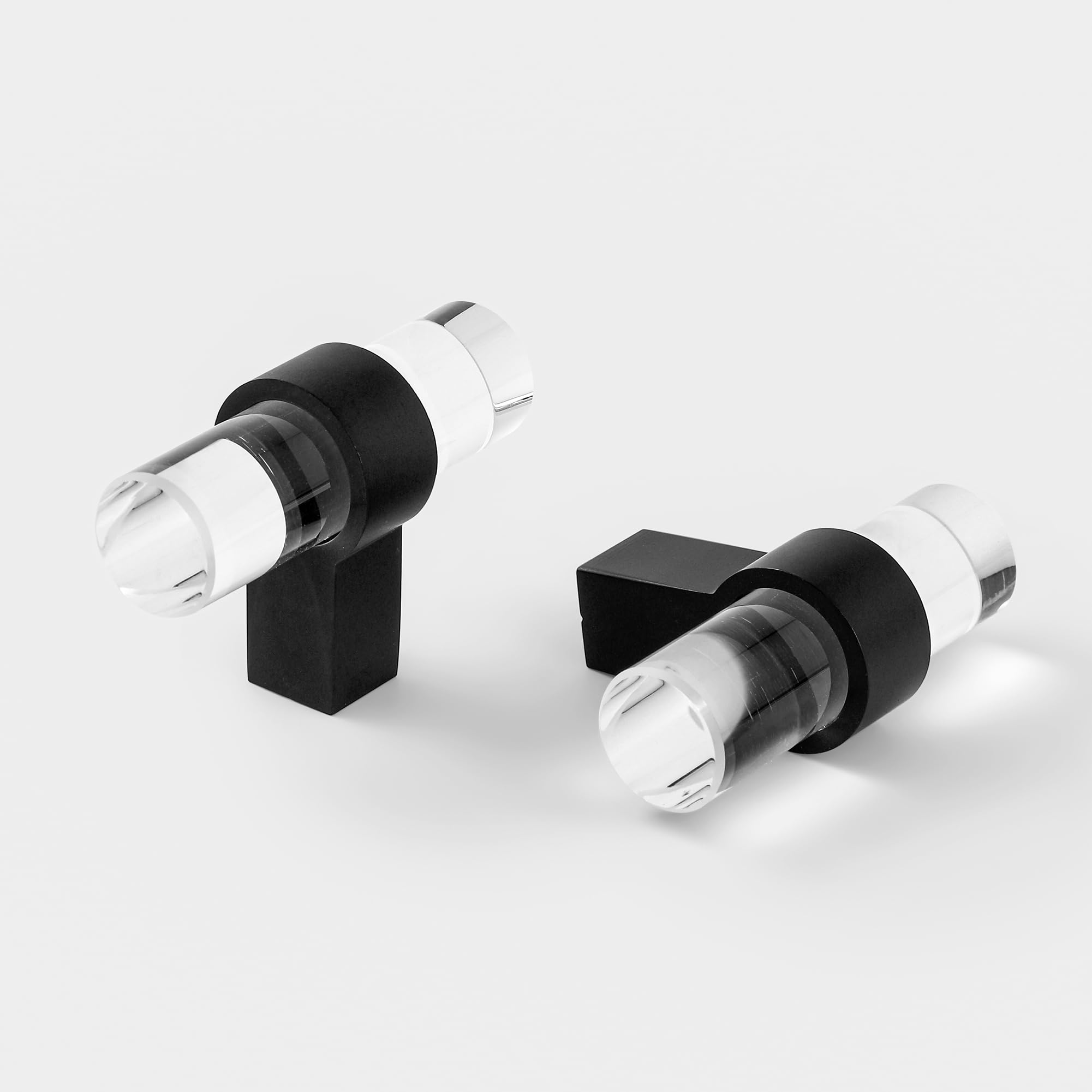 BonKuDoo 10 Pack Matte Black Cabinet Knobs Clear Glass Crystal Drawer Knobs Kitchen Cabinet Pulls and Knobs for Dresser Drawers Single Hole T-Bar