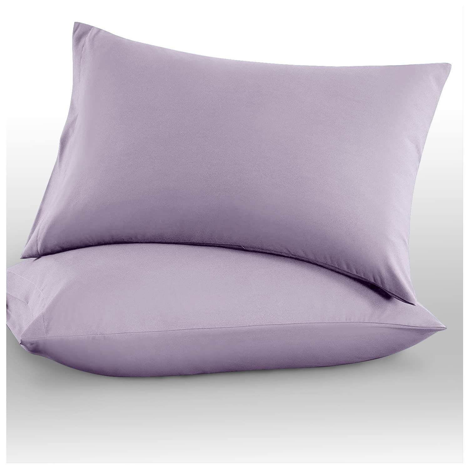 GC GAVENO CAVAILIA Brushed Cotton Pillow Cases - Pack of 2 - Flannel Plain Bedding Flannelette Pillow Cover, Breathable Super Soft Housewife Pillowcases - (50X75 CM), Purple