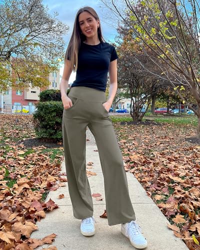 Image of Promover Wide Leg Pants Woman Yoga Pants with Pockets Stretch Loose Casual Lounge Sweatpants Petite /Regular /Tall
