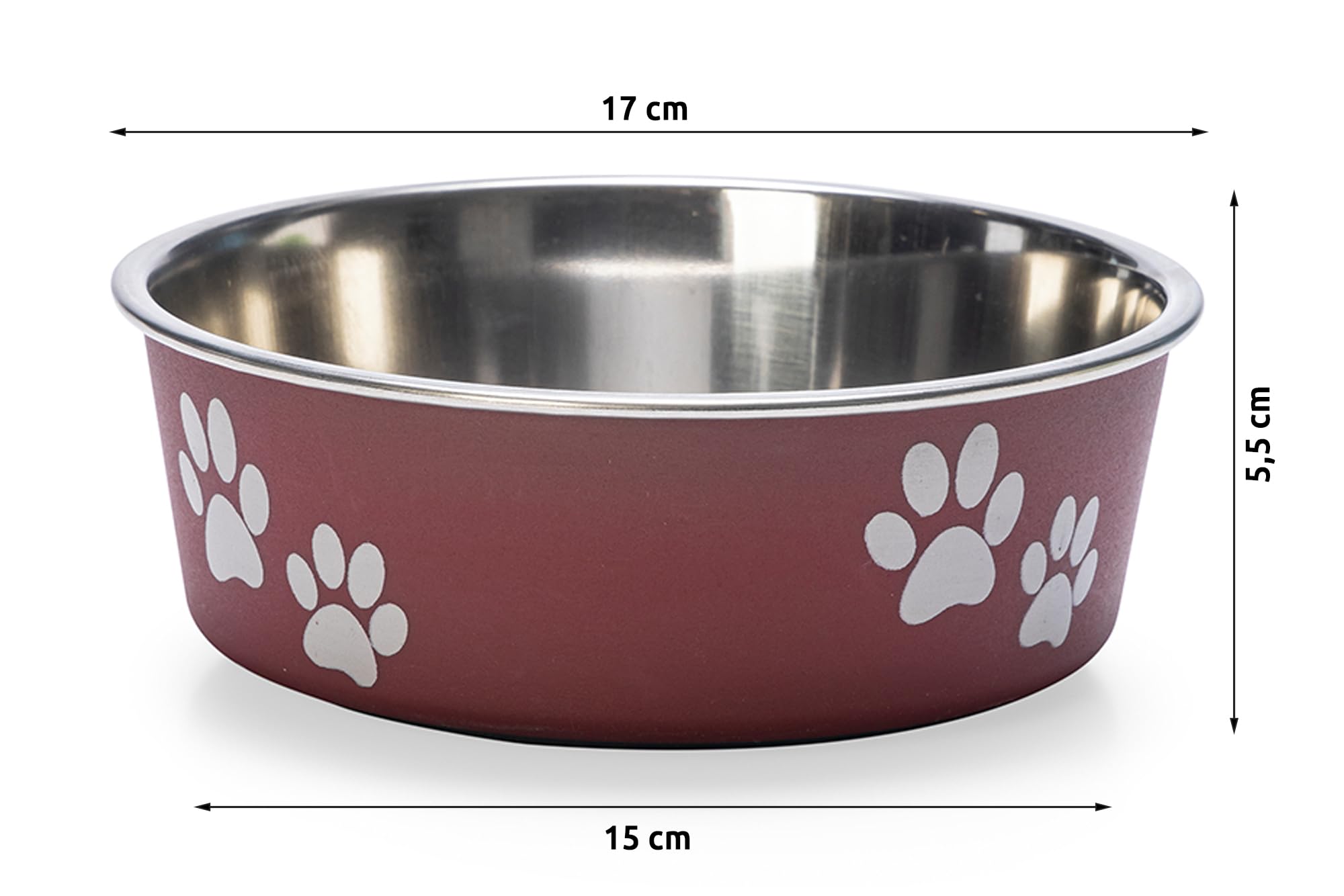 Karlie Ascar Dog Bowls, Stainless Steel, Dark Red, 450 ml, Diameter 12-14 cm, darkred - Image 3