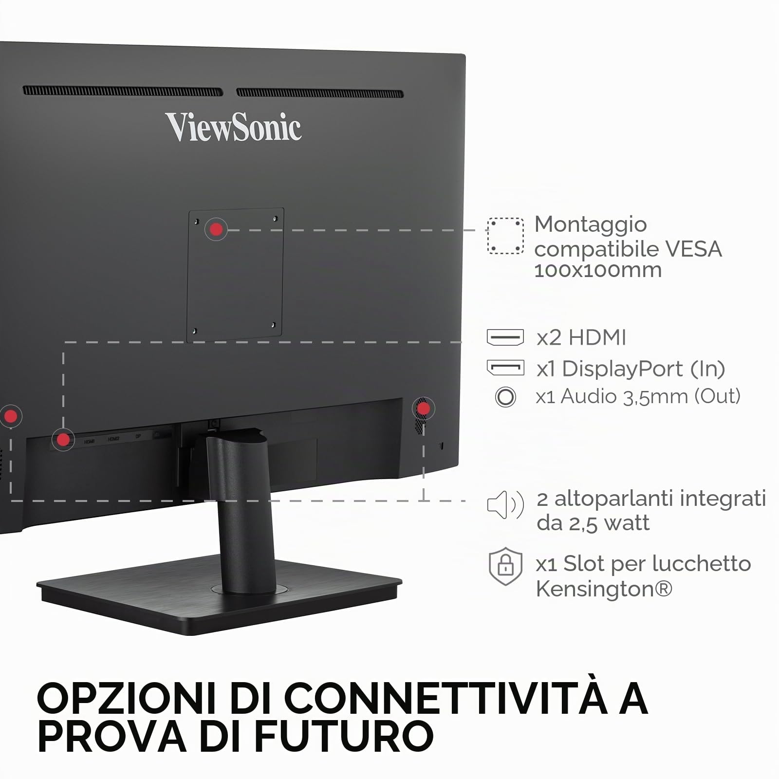 ViewSonic VS3225-2K Monitor QHD da 32 Pollici (2560p x 1440p), Pannello IPS, 75Hz, 4ms GTG, HDR10, 2x 2.5W Altoparlanti, HDMI, DP, Senza Cornice, 2 Anni di Garanzia