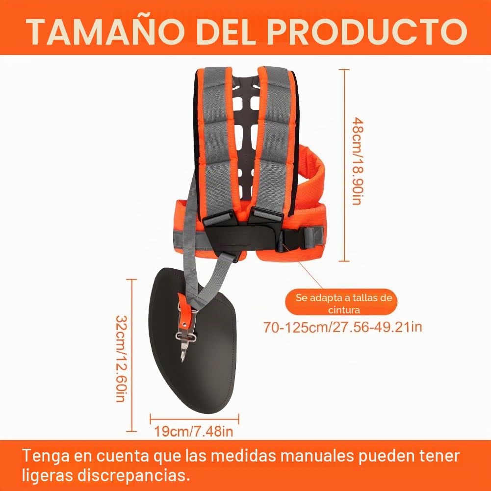 Correa de Hombro para Cortacésped, Correa de Cortacésped Ajustable de Doble Hombro, Nylon Duro, para Desbrozadora y Cortacéspeds (Anchura de Los Tirantes Cómoda)-Gris Anaranjado