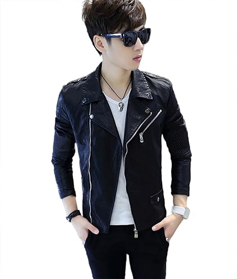 Amazon Icoup レザージャケット メンズ ライダースジャケット 青年 男性 コート チャック付け アウターウエア 青春 スリム カッコイイジャケット 立ち襟 秋 冬 通勤 軽量ジャケット ベスト カラーb 5xl メンズ 通販