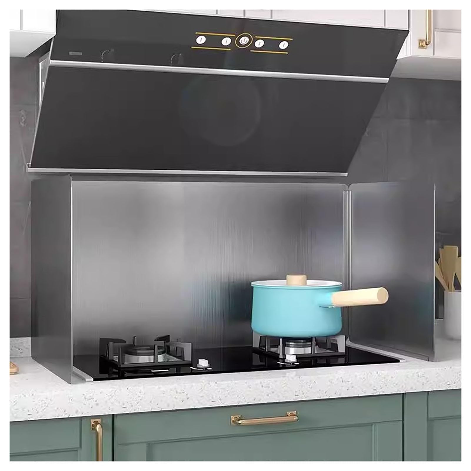 Genérico Aislamiento de Campana de Acero Inoxidable Resistente a Altas temperaturas para Placa de Gas, Protector antisalpicaduras de Aceite Engrosado, Accesorio de Cocina para freír de 3 Lados (40x80