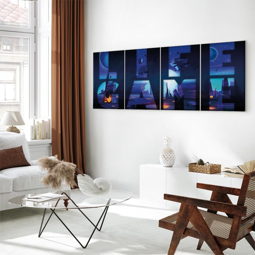 murando Cuadro en Lienzo por Gamers consola de juego 160x60 cm Impresión de 4 Piezas Material Tejido no Tejido Impresión Artística Imagen Gráfica Decoracion de Pared Life Game Abstracto m-C-10009-b-a