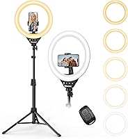 Vista 8 de UBeesize Anillo de luz de 12 pulgadas con soporte de teléfono superior, luz LED para selfie con soporte y soporte para teléfono para iPhone