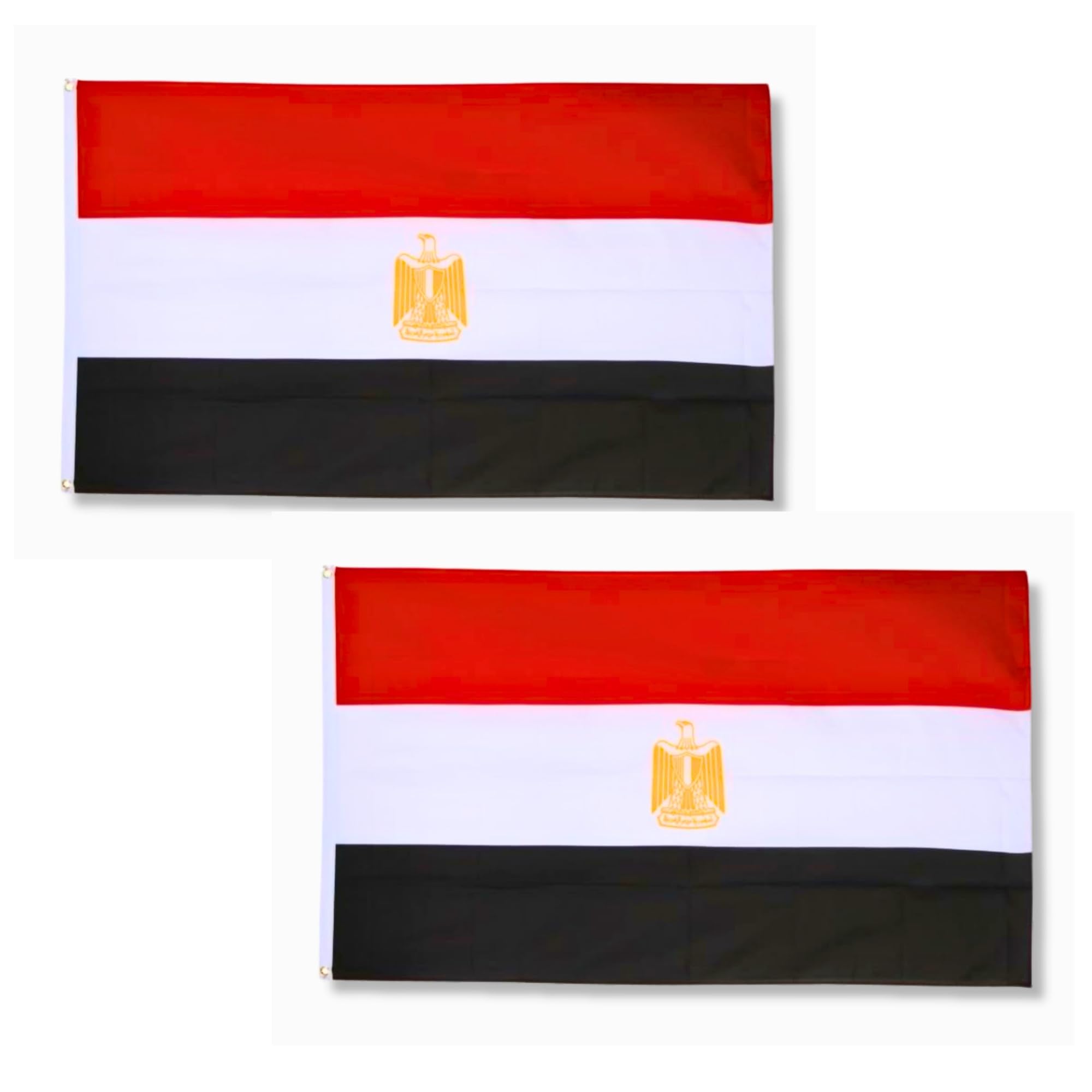 2 Pcs Egypt Flag 5ft x 3ft with Brass Eyelets – Polyester Egyptian Flag Banner for Sports Events, National Celebrations, Home & Garden Display