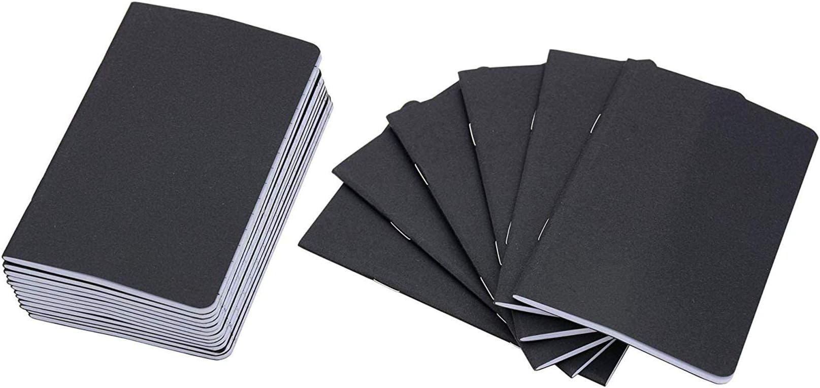 Yansanido 48 Pcs 5.5 Inch x 3.5 Inch Black Cover Pocket Notebook 32 Sheets (64 Pages) 8 mm Ruled Pages 70 Gsm Paper (Lined 48pcs)