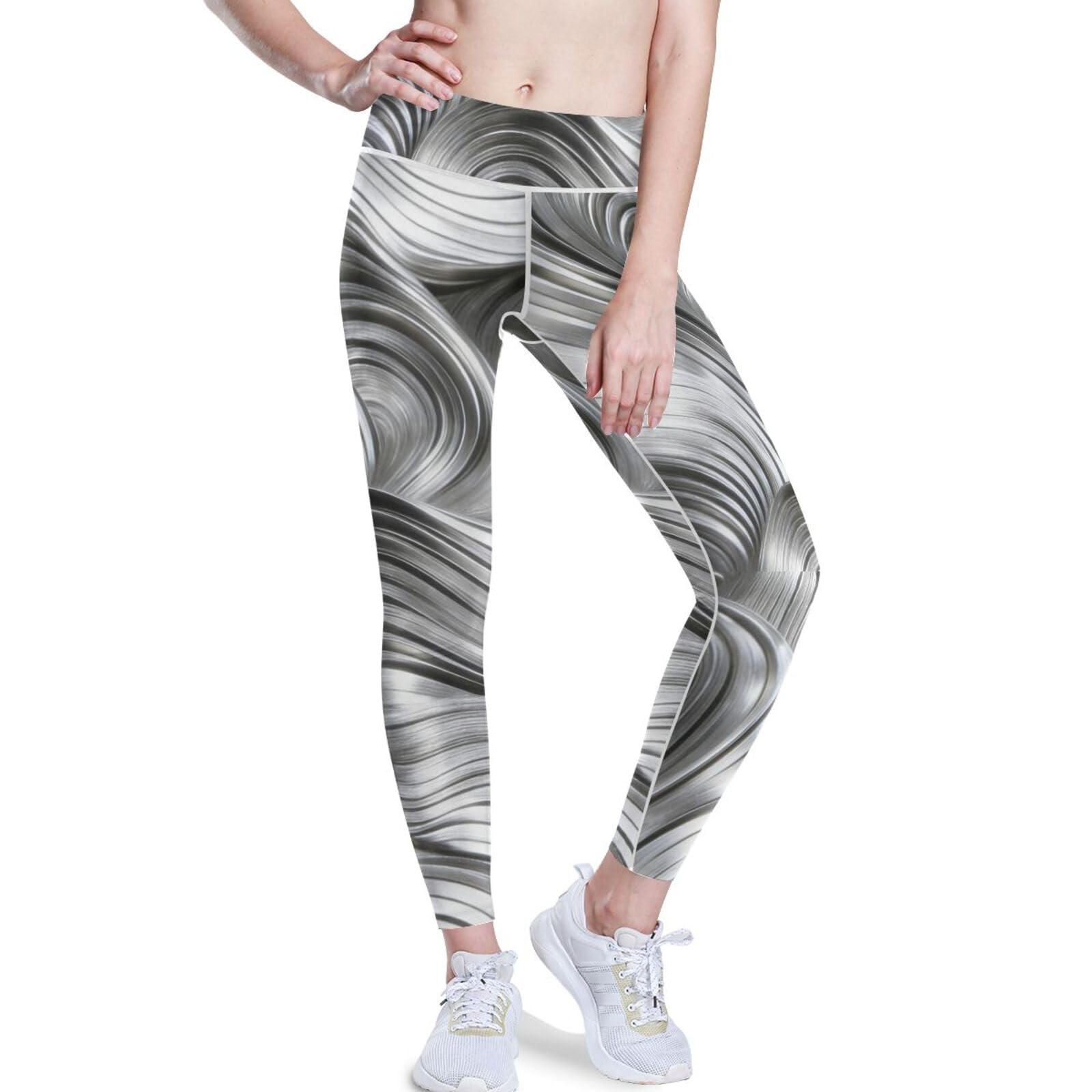 Leggings de yoga para mujer en terciopelo plateado premium, mallas de cintura alta de la XS a XXL 8