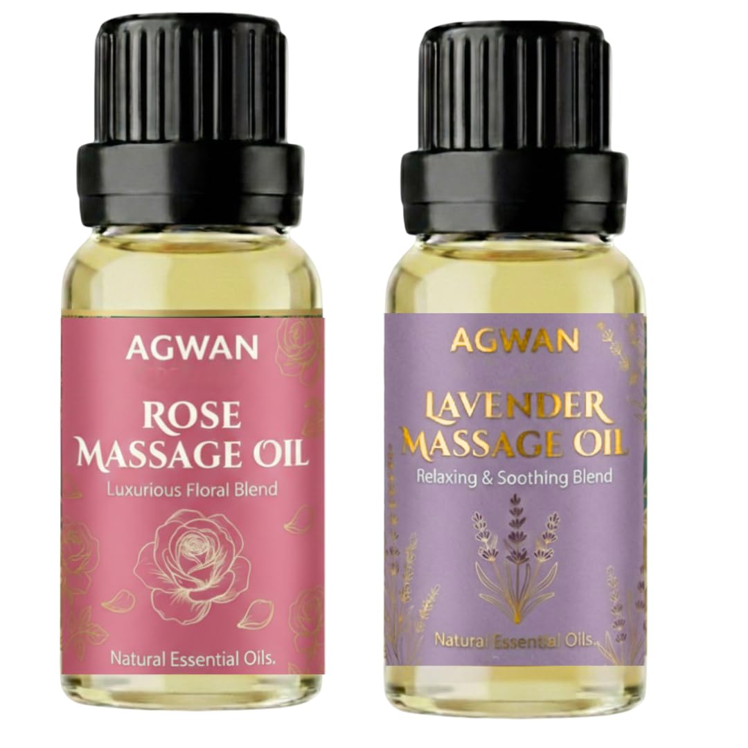 Rose & Lavender Massage Oil Pack of 2, 200ml Seductive Sensual Massage Oil for Couples, Date Nights, Intimate Romantic Massage, Non-Sticky Formula, Natural Ingredients Bliss-image-0