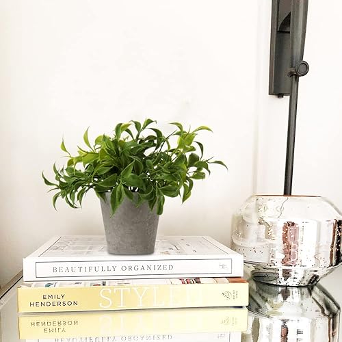 Miniatura 4 de Briful 3 plantas artificiales en maceta, plantas artificiales de helecho sintético, decoración de eucalipto, para interiores, hogar, oficina, baño,