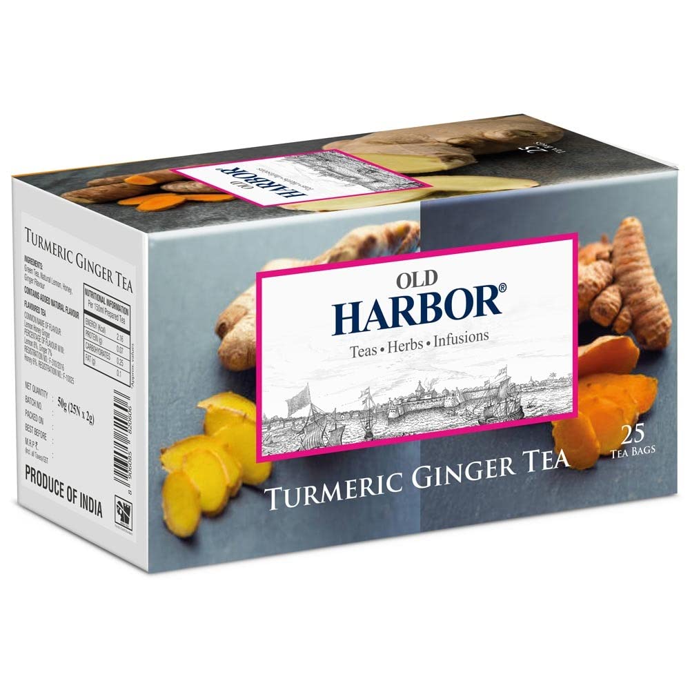 Old Harbor Green Tea 25 Tea Bags (Turmeric Ginger)|| staple-free | 2gm in each teabag (B09RZJL388) Amazon Price History, Amazon Price Tracker