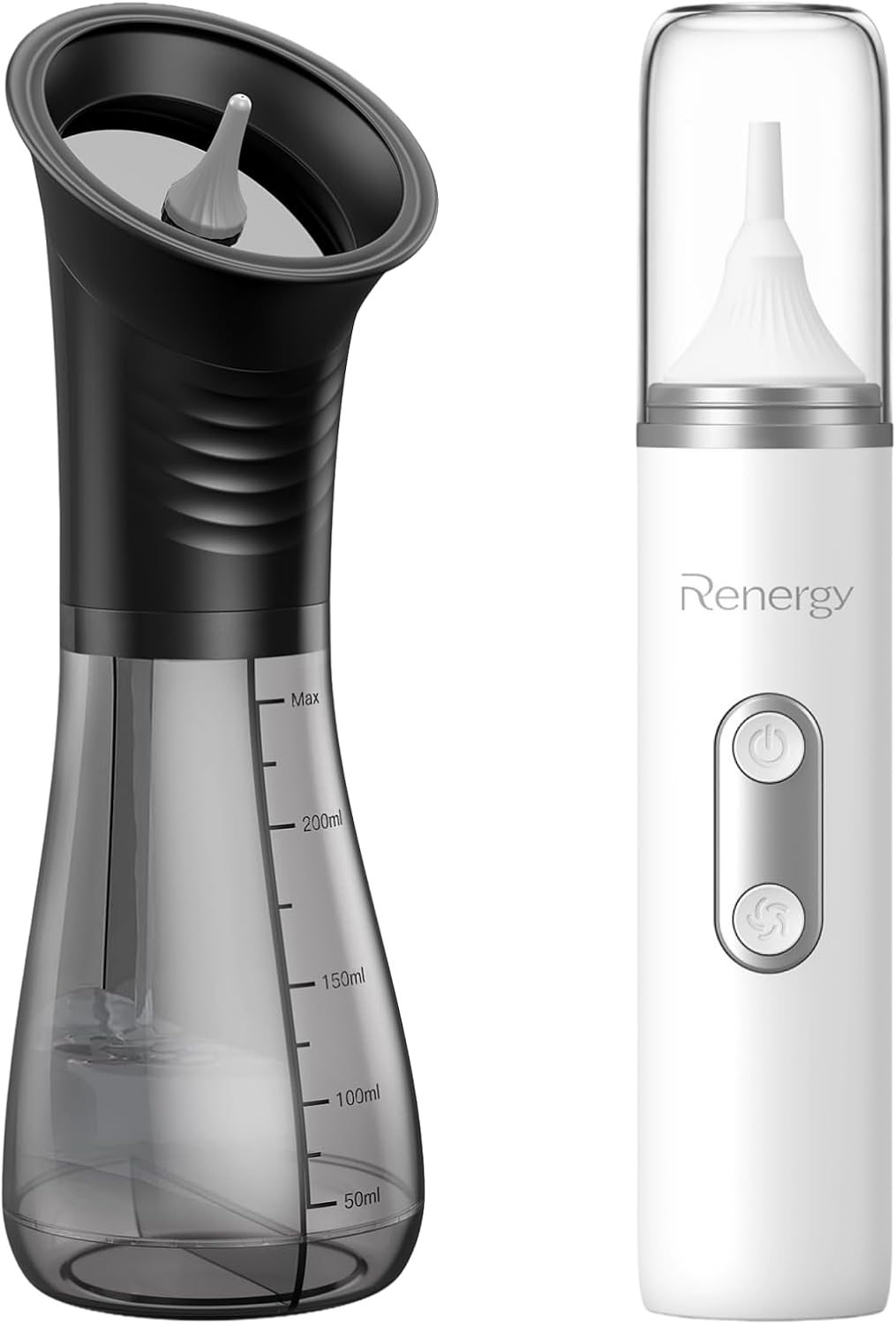 Renergy Ear Wax Removal & Ear Dryer Kit, Electric Ear Irrigation System with LED Display, Dual Tank, 12 Nozzles + Rechargeable Ear Dryer with Warm Air, Red Light, Massage for Swimmers & Daily Ear Care
