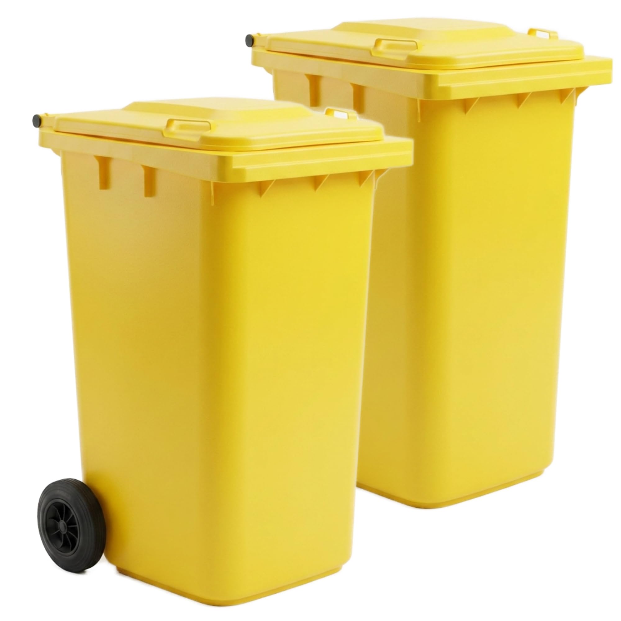 plasteo® Mülltonne Abfalltonne Reststofftonne Müllbehälter Mülleimer Made in Germany Für Straßenstellung Extra Starker Kunststoff Leichte Reinigung UV-beständig (Gelb, 2x 240 Liter)