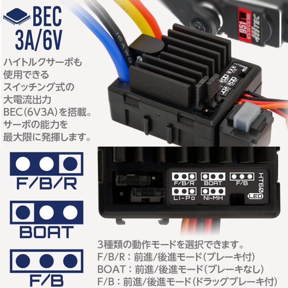 Amazon | ハイテック HT60(タミヤタイプコネクター)防水ブラシモーター