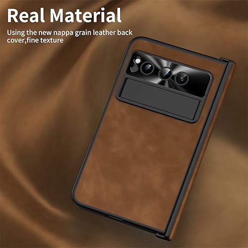 Miniatura 2 de Pixel Fold, funda de piel magnética de protección de bisagra, protector de pantalla integrado, compatible con Google Pixel Fold 2023 (marrón)