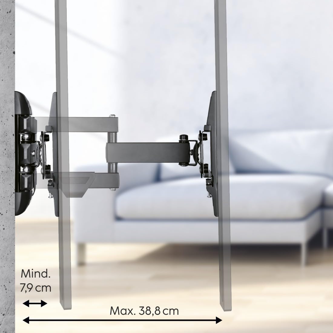 Hama TV Wandhalterung schwenkbar, neigbar, ausziehbar (TV Wandhalterung 19-50 Zoll, VESA 50x50 bis VESA 200x200, bis 25kg, mit fischer-Dübeln) schwarz