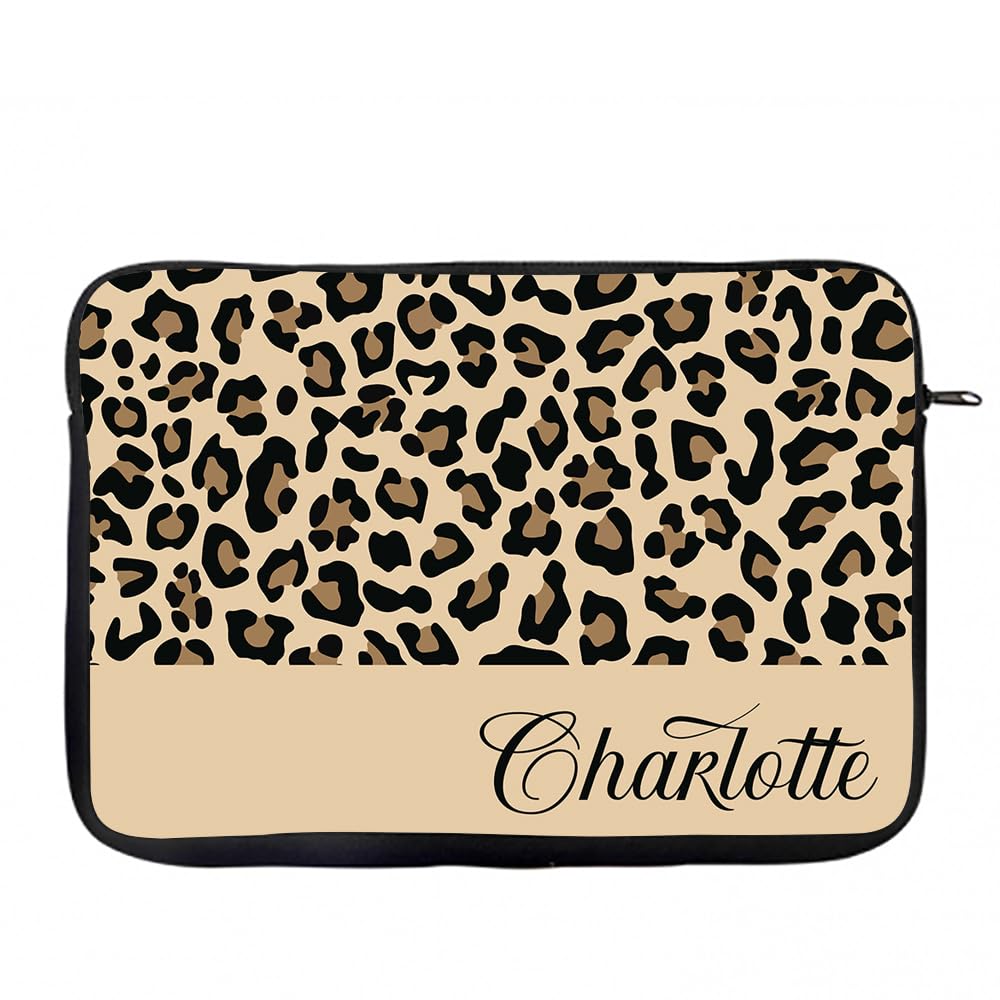 Personalised Cheetah print, Custom Name, Leopard Print, Animal Print, Laptop Sleeve/Cover. (15")
