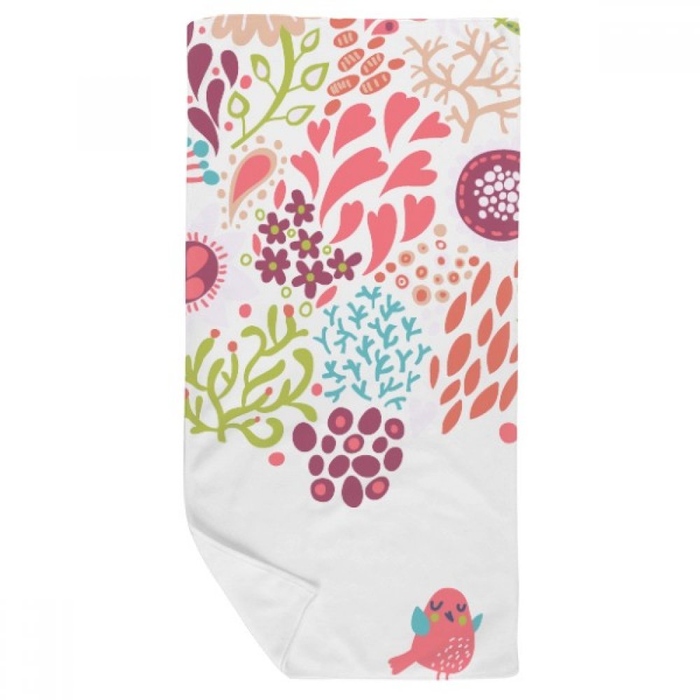 Serviette de bain 35x70cm anti-irritation motif fleurs et oiseaux