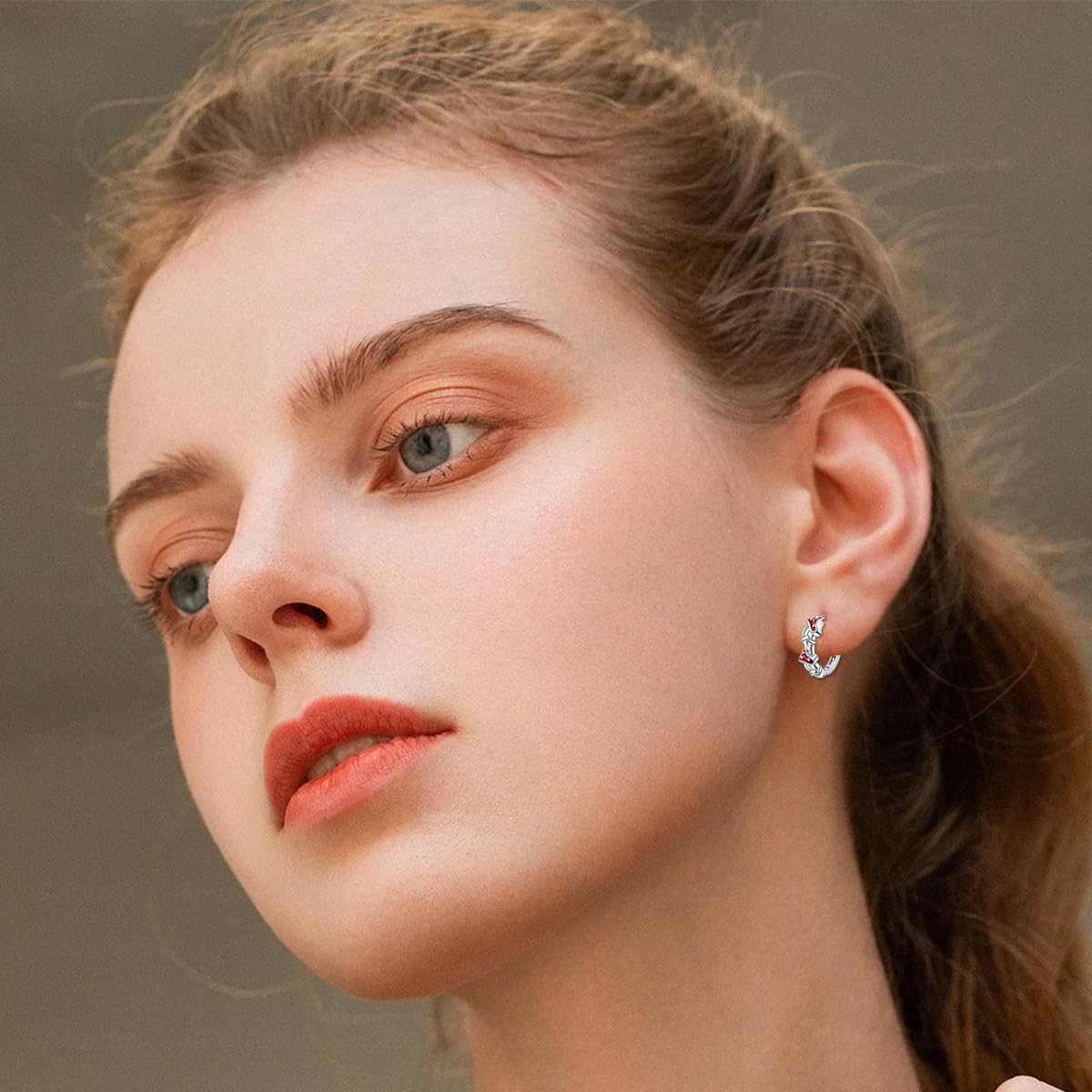 MONGAS Mushroom Earrings Sterling Silver Mushroom Huggie Hoop Earrings Mushroom Jewelry for Women
