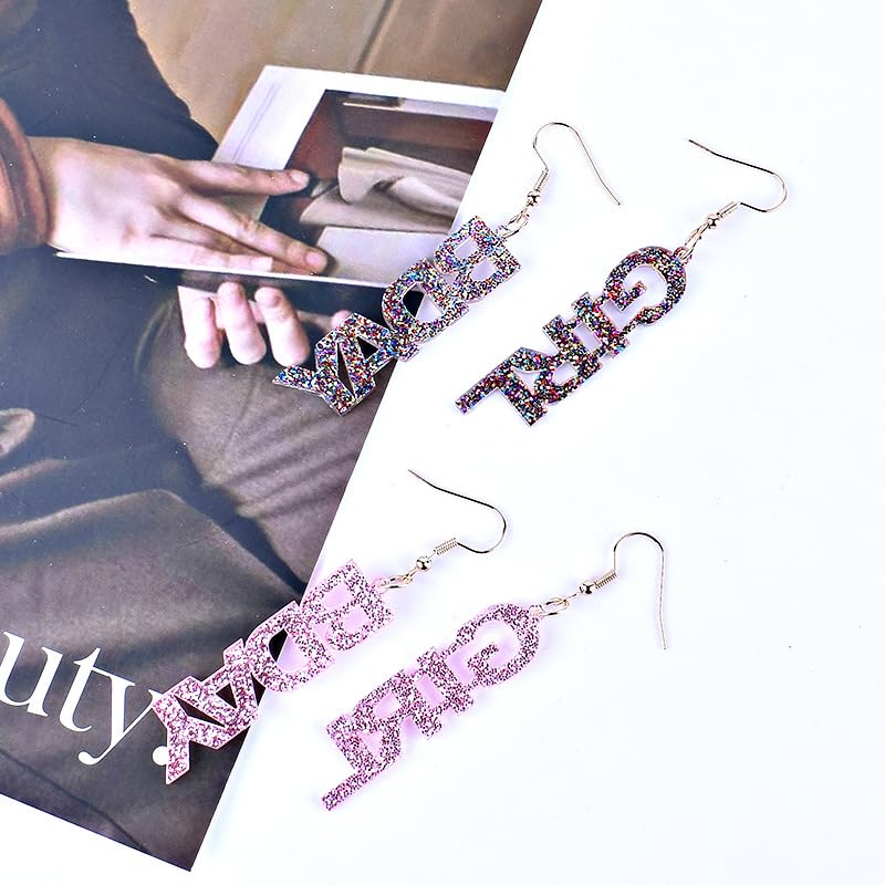 Birthday Earrings Resin Acrylic Glitter Happy Birthday Letter Drop Dangle Earrings for Women Statement Cute Jewelry Party Festive3