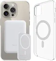 Carregador Portátil + Capa Magnética por Indução Compatível com Magsafe para iPhone 15, 15 Pro Max e 15 Plus (iPhone 15 Pro Max)