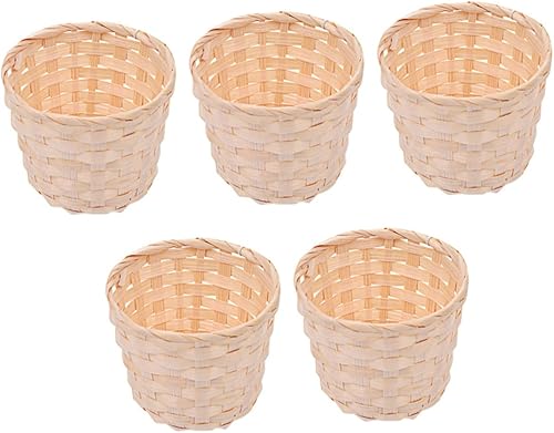 IMIKEYA Cestas tejidas de bambú hechas a mano Mini cestas de frutas de almacenamiento para pan decorativo de cocina
