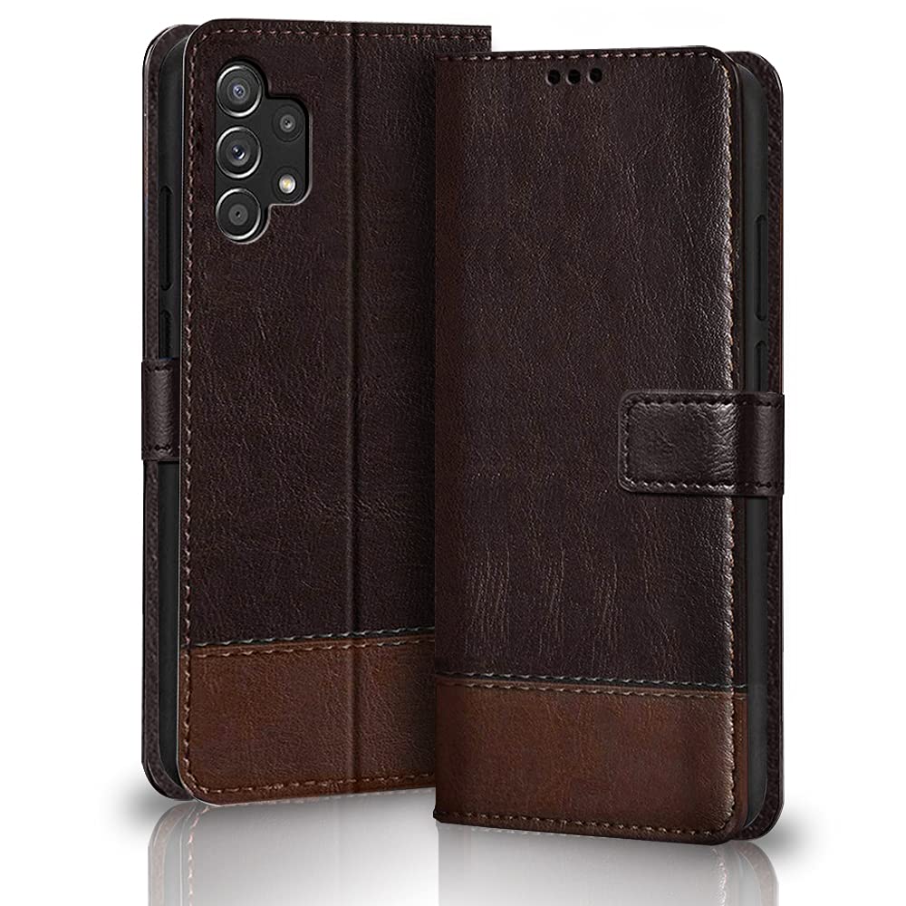 TheGiftKart Dual-Color Leather Finish Flip Back Cover for Samsung Galaxy A32 | Inside Pockets & Inbuilt Stand | Wallet Style Back Case | Magnet Closure Samsung A32 Flip Back Cover (Coffee & Brown) (B096PM7X2G) Amazon Price History, Amazon Price Tracker