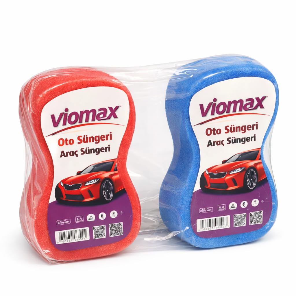 Oto Süngeri, Araç Yıkama Süngeri, Kırmızı ve Mavi, 2'li Paket