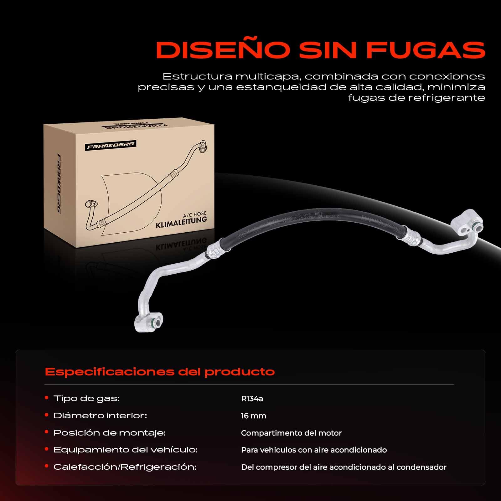 Frankberg Tubería de alta/baja presión aire acondicionado | 1K0820721BD; Compatible con: G.o.l.f Plus 521 5M1
