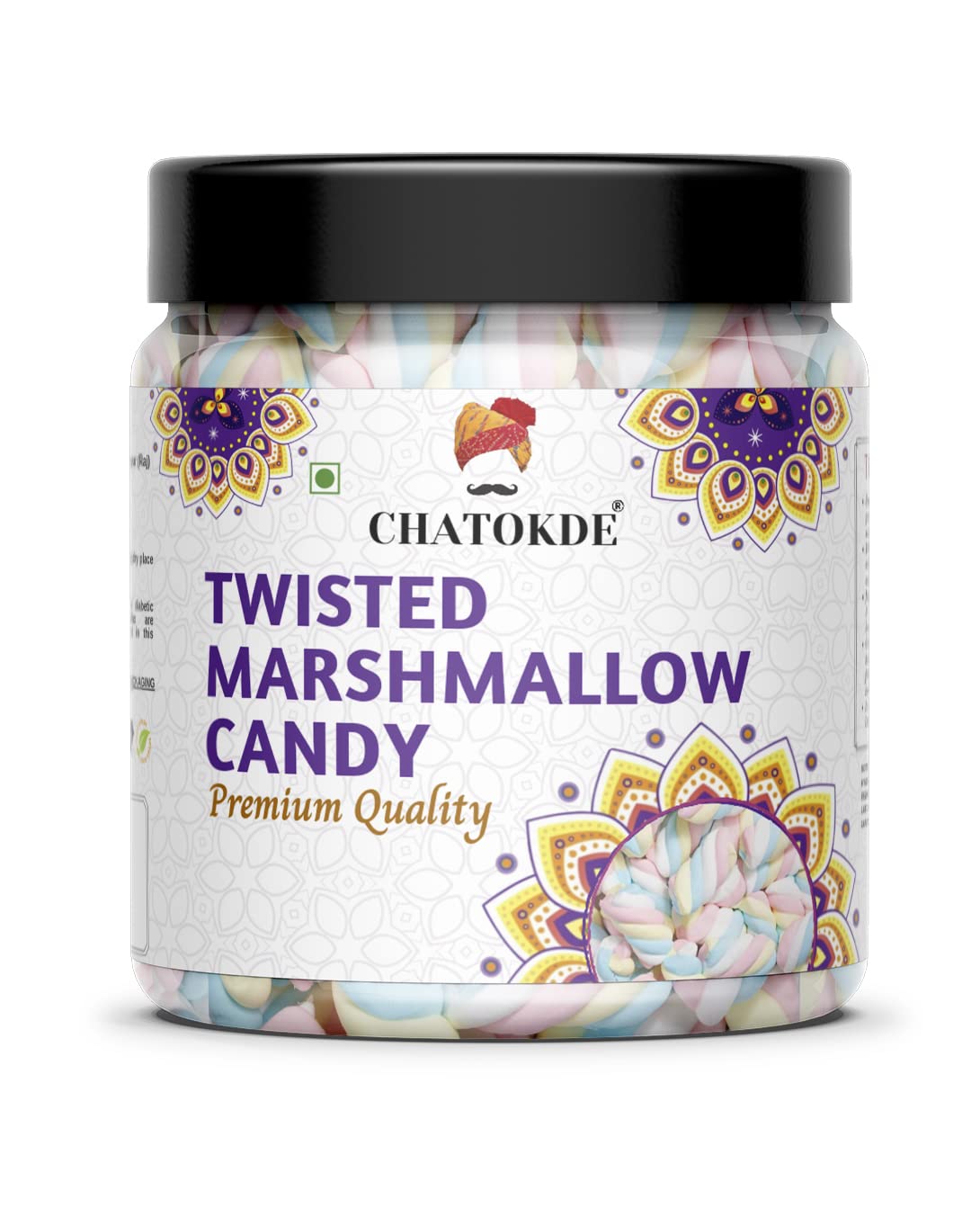 CHATOKDE Marshmallows Pure Veg 50 Pieces Twisted Shape Strawberry