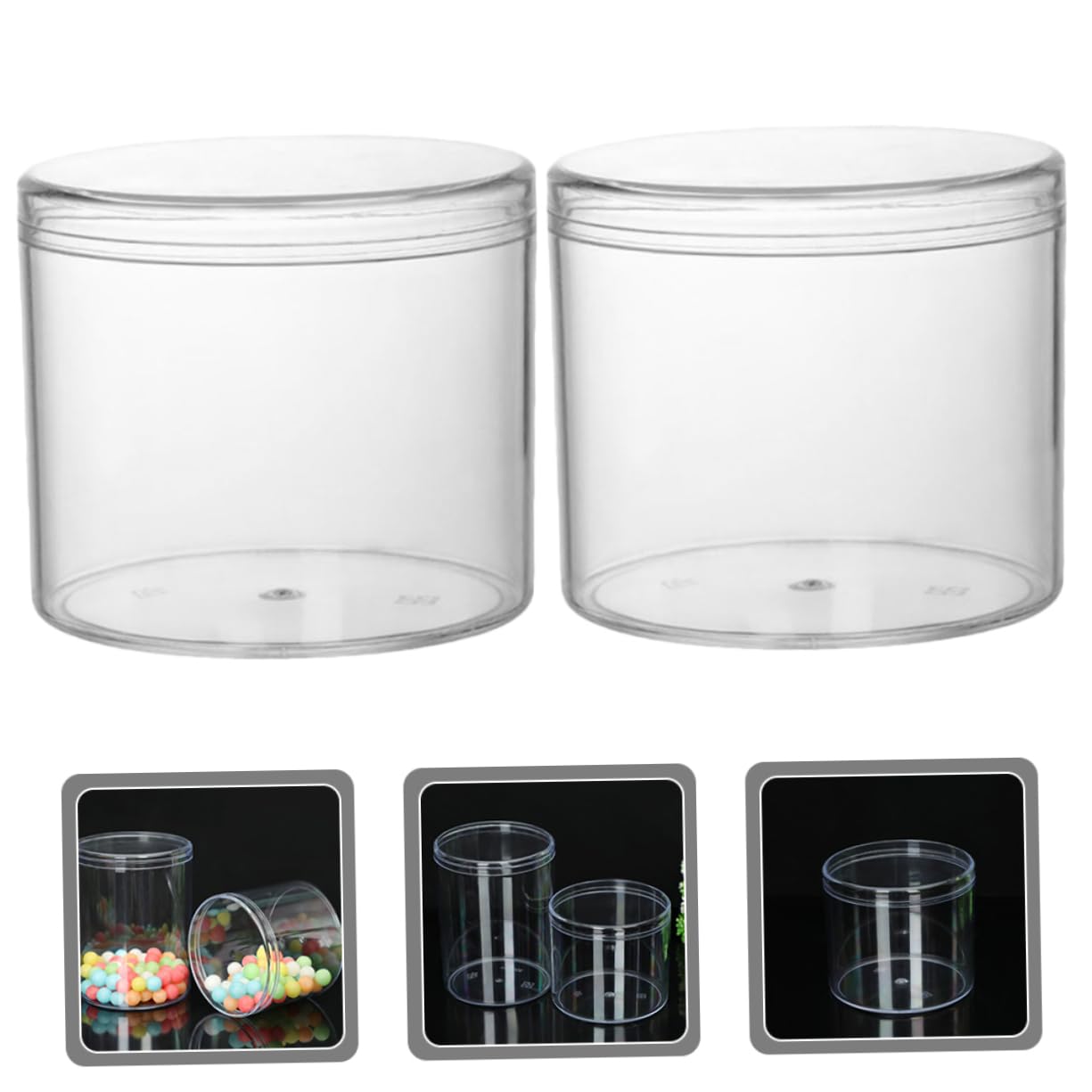 15 Tarros de Almacenamiento de Plástico Transparente Redondos con Tapa Hermética para Organización Fácil en Cocina y Despensa, Capacidad 225ml