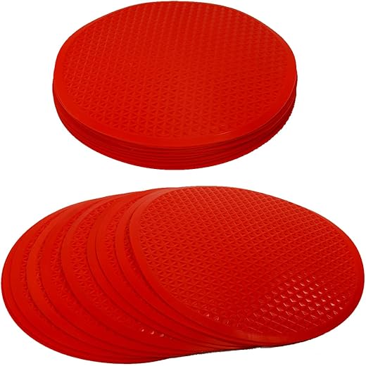 GISCO Spot Markers 9 Inch Non Slip Rubber Agility Markers Flat Field Cones Floor Dots for Soccer Basketball Sports Speed Agility Training and Drills | Pack of 10 (red)