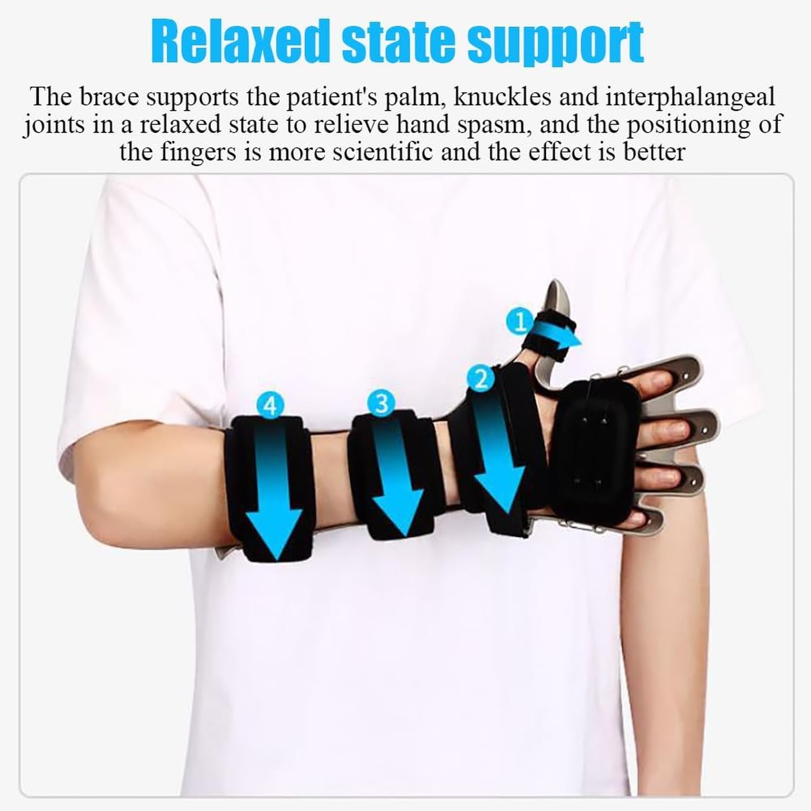 EKSED Placa de extensión de férula para Dedos, Dispositivo de rehabilitación de Dedos, Sistema de Cordones Boa, fijación de Cuatro presiones, Banda elástica Ajustable, para accidente cerebrovascular