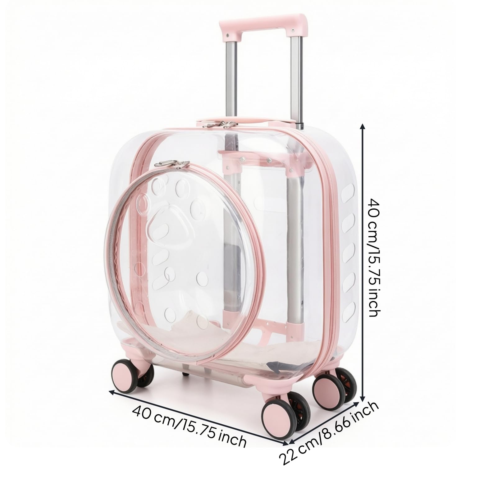 Trasportino con Ruote Ventilato Trasportino Trasparente Comodo Custodia Trolley per Gatti, Visite Veterinarie, color to 1