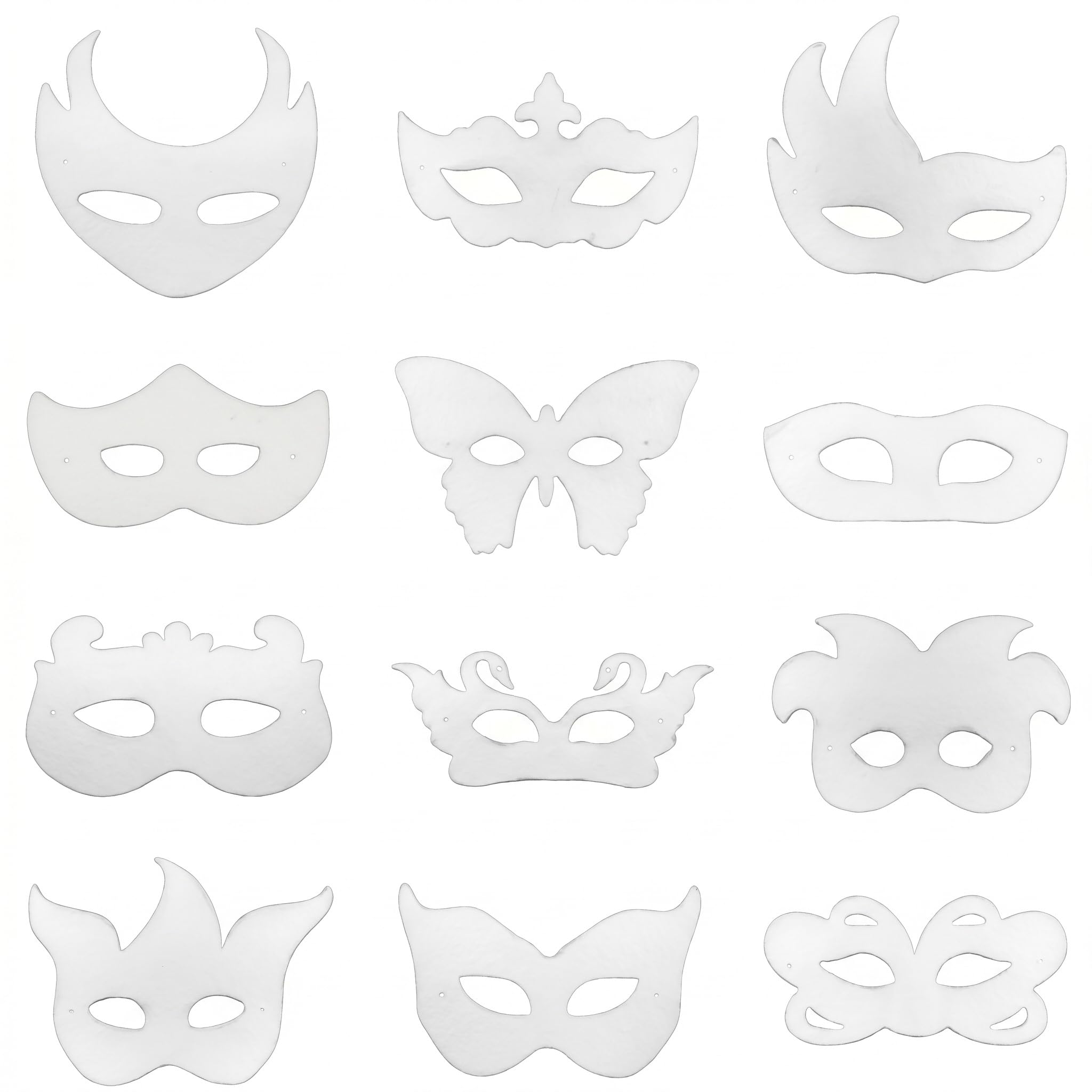 Ycfish 12 Pcs White Masquerade Mask, Personalised Half Face Masks, DIY White Masks Paper Cosplay Christmas Party Mask Unpainted Plain Craft Masquerade Masks for Christmas Mardi Gras Party Mask