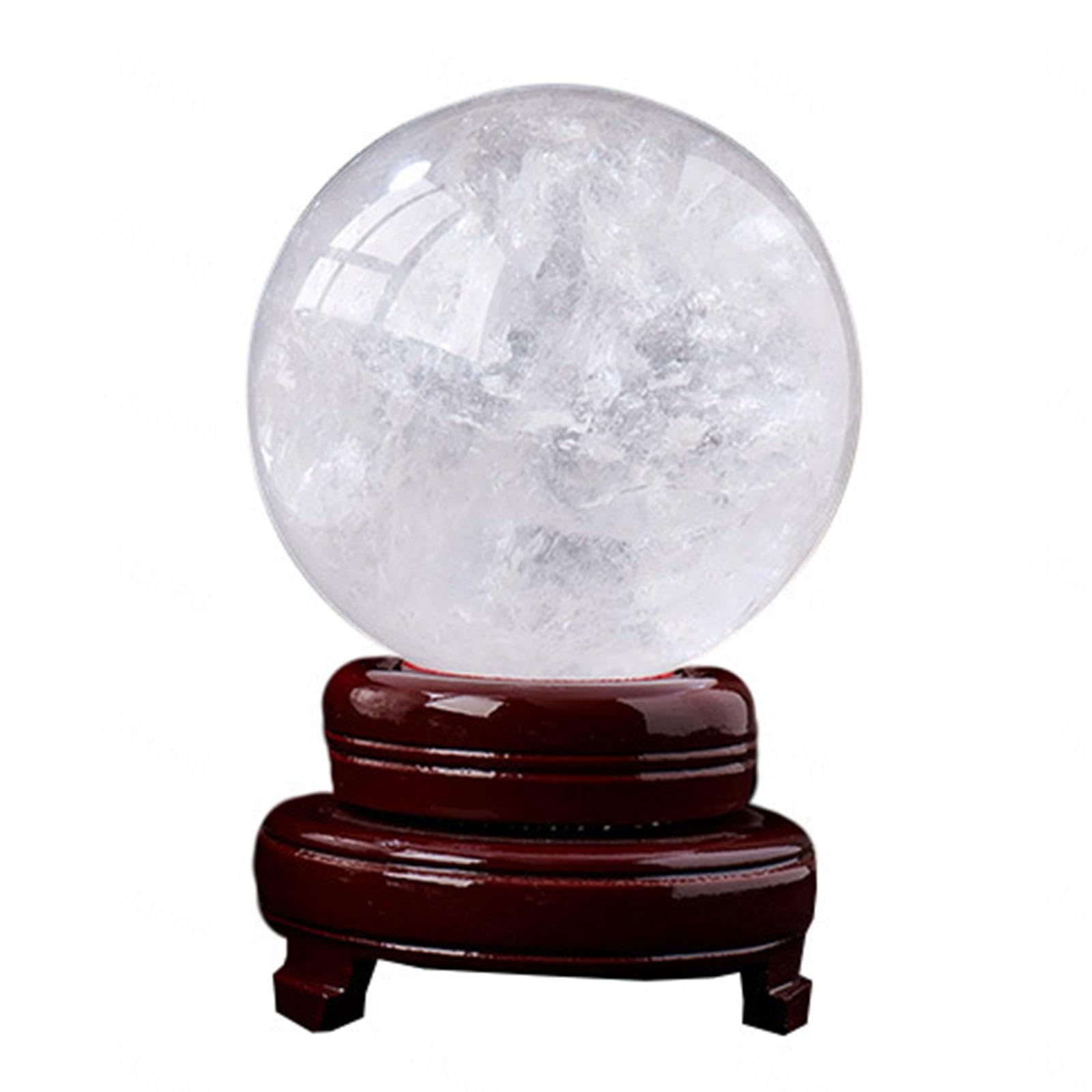 DPURPIWADY Quartz Crystal White Calcite Sphere Gemstone Ball Sculpture Figurine with Stand,White-12cm
