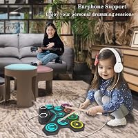 Set de tobe electronice portabile din silicon CNAPXAIA pentru copii, cu 9 pad-uri și difuzor încorporat, cadou pentru zi de naștere și Crăciun 3