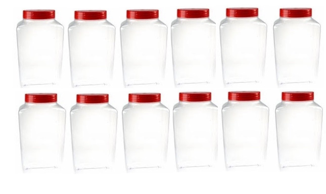 2.5 LITRE EMPTY NEW PLASTIC SWEET JAR PACK OF 12 JARS WITH SCREW TOP LIDS