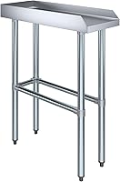 Vista 8 de AmGood Mesa de trabajo comercial con base abierta con salpicaduras y salpicaduras laterales, mesa de preparación de acero inoxidable para cocina