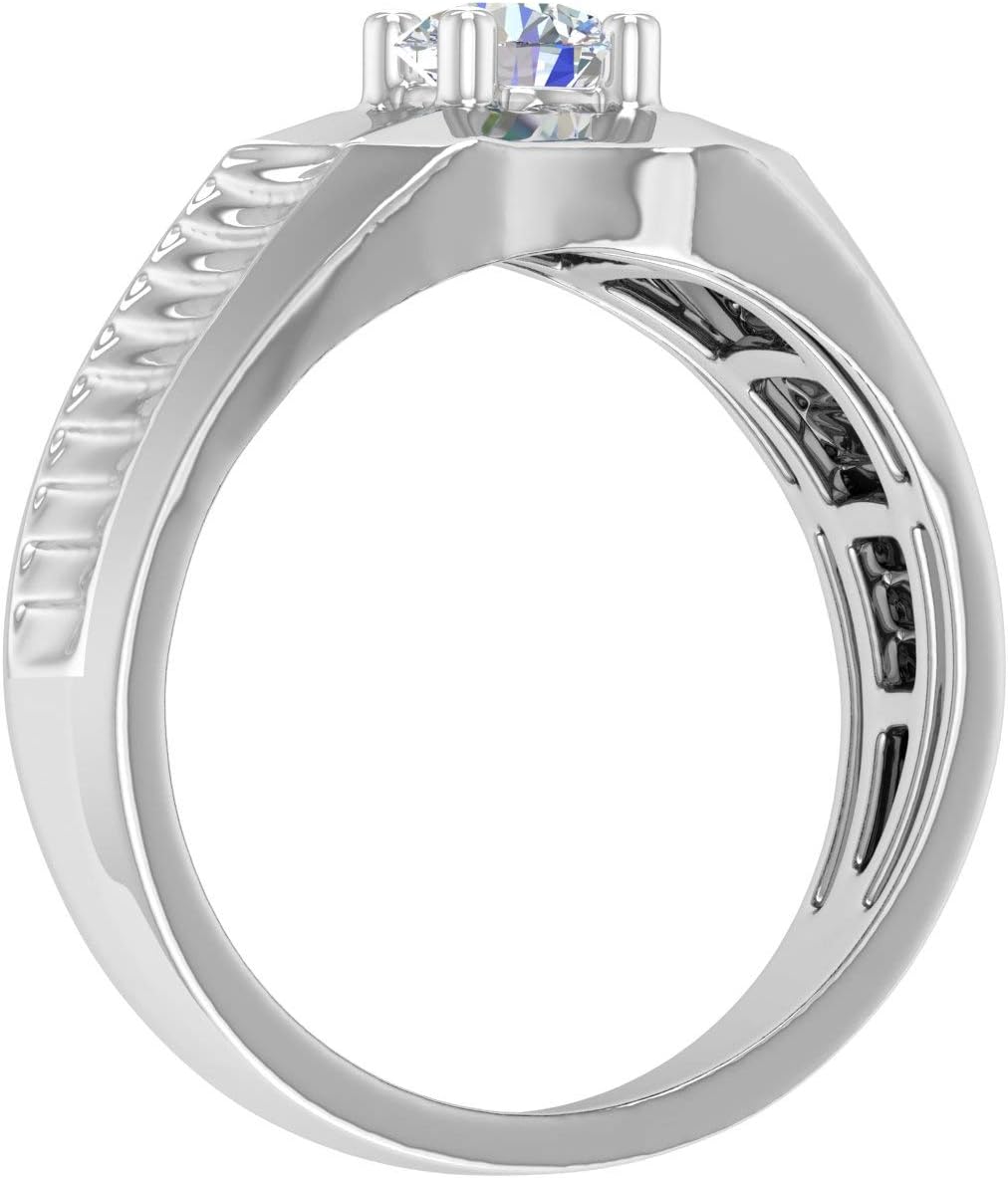 1/2 Carat 4-Prong Set Diamond Solitaire Men's Wedding Band Ring in 14K Gold - IGI Certified